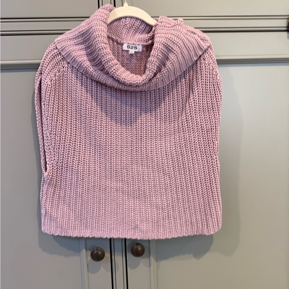 525 America Pink Chunky Knit Turtleneck Sweater